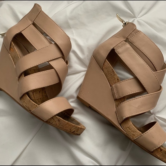 BCBGeneration beige/pink wedge heels. Light used. - Picture 2 of 4